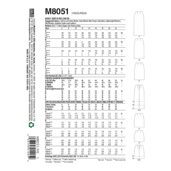 McCalls Schnittmuster M8051 - schmaler Rock – Bild 5