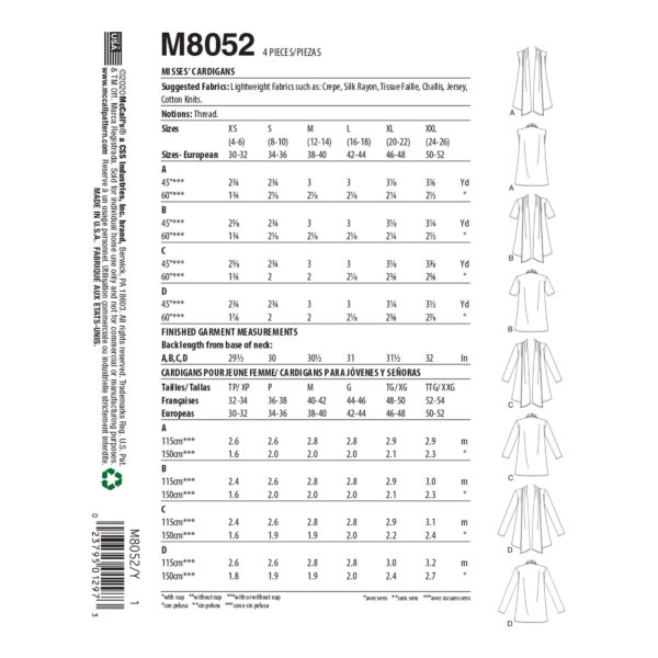 McCalls Schnittmuster M8052 - Weste oder Jacke – Bild 5