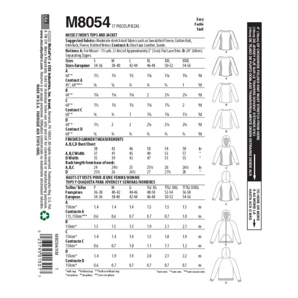 McCalls Schnittmuster M8054 - Shirt oder Jacke – Bild 5