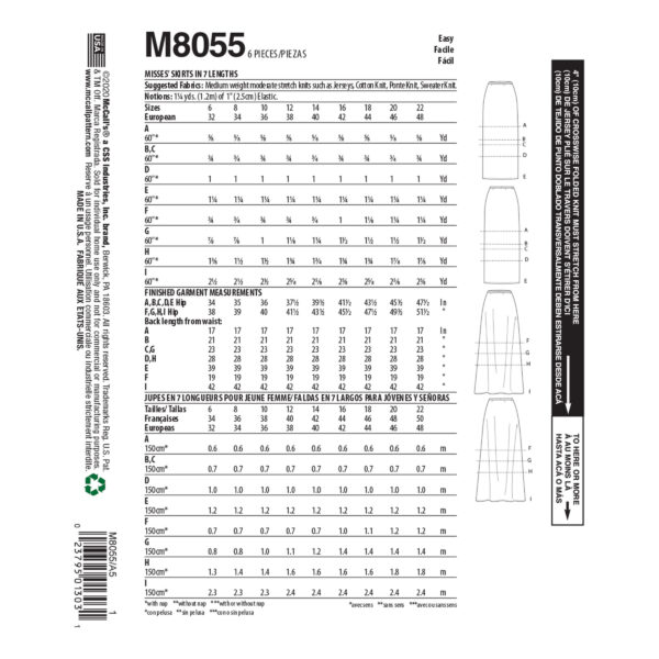 McCalls Schnittmuster M8055 - Rock schmal oder beschwingt – Bild 4