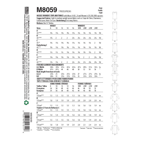 McCalls Schnittmuster M8059 - Basisshirt - Shirt – Bild 5