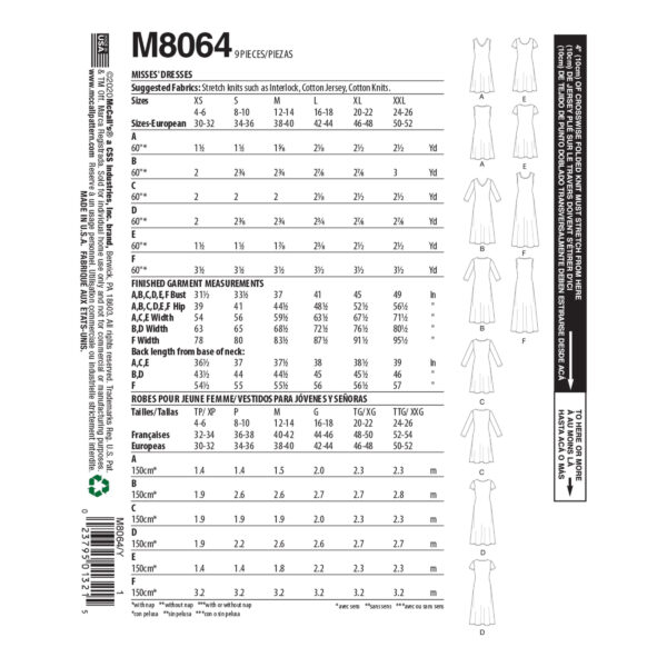 McCalls Schnittmuster M8064 - schlichtes Jerseykleid – Bild 5
