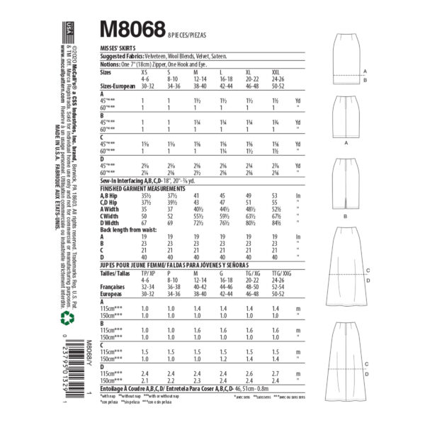 McCalls Schnittmuster M8068 - einfacher Rock – Bild 5