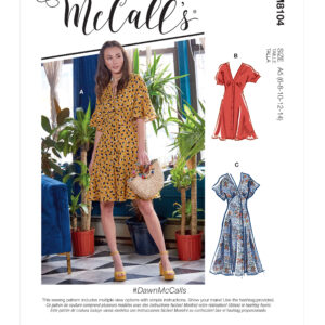 McCalls Schnittmuster M8104 - Kleid - Knopfleiste - Variationen der Dolman-Ärmel