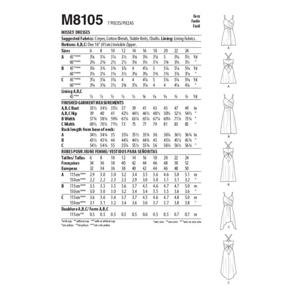 McCalls Schnittmuster M8105 - Kleid - Wickelkleider - hinten gebunden – Bild 7