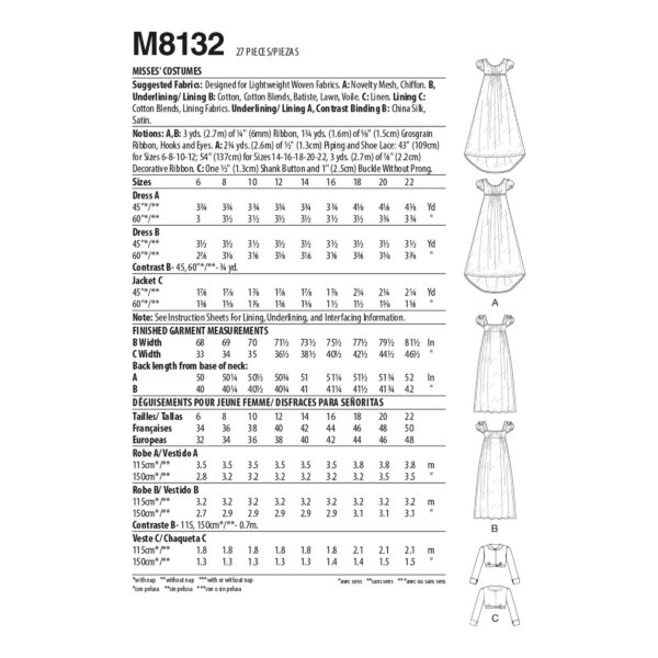 McCalls Schnittmuster M8132 - Historisches Kleid und Jacke – Bild 4