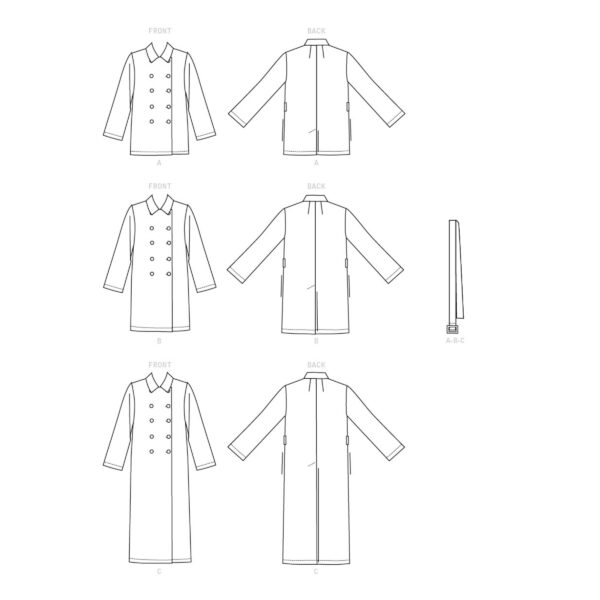 Vogue Schnittmuster V9367 - Jacke - Mantel - mit Gürtel – Bild 6