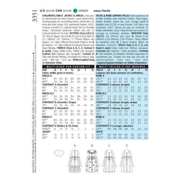 Butterick Schnittmuster - Kinder - B3351 - festliches Kleid mit Bolero – Bild 8
