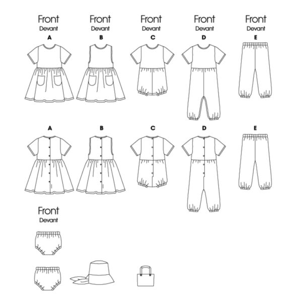 Butterick Schnittmuster - Baby Fashion - B5624 - Kombination - Kleid, Höschen, Hut.. – Bild 11
