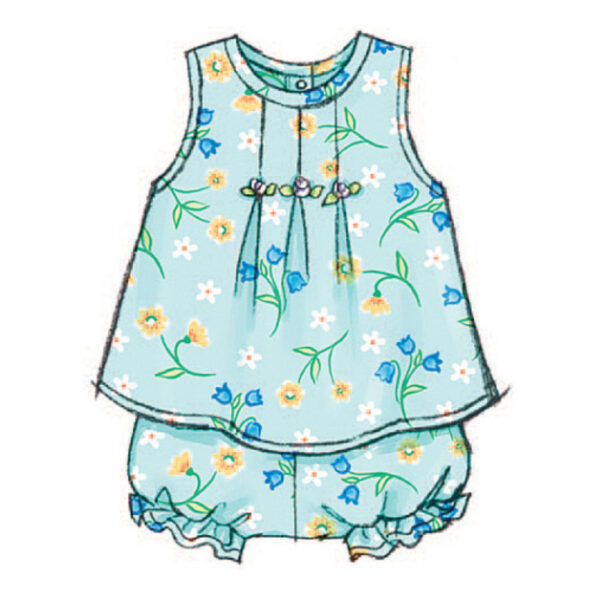 Butterick Schnittmuster - Baby Fashion - B3405 - Kombination - Kleid, Höschen, Hut, Stirnband – Bild 5