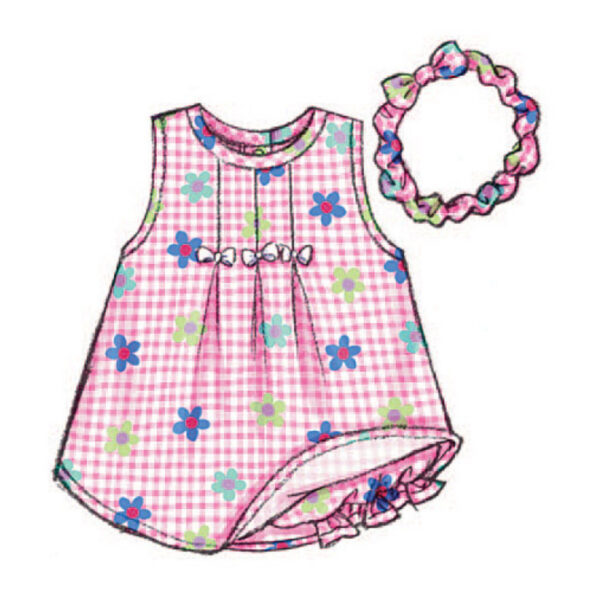 Butterick Schnittmuster - Baby Fashion - B3405 - Kombination - Kleid, Höschen, Hut, Stirnband – Bild 6