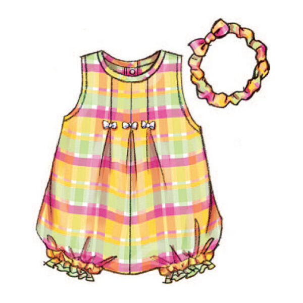 Butterick Schnittmuster - Baby Fashion - B3405 - Kombination - Kleid, Höschen, Hut, Stirnband – Bild 7