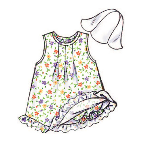 Butterick Schnittmuster - Baby Fashion - B3405 - Kombination - Kleid, Höschen, Hut, Stirnband – Bild 8
