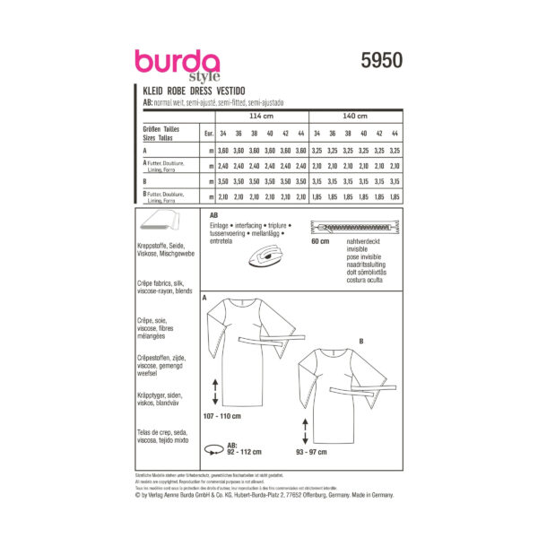 Burda Style Schnittmuster Nr. 5950 - Kleid - leicht tailliert - zwei Längen – Bild 8