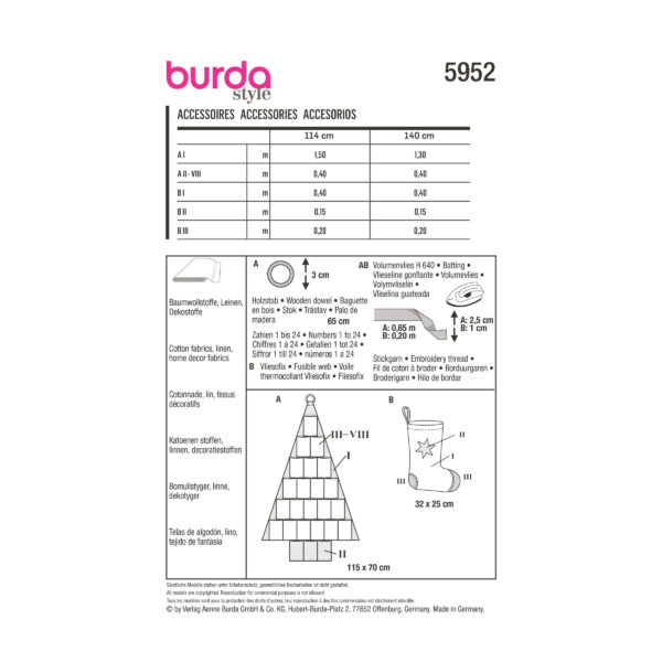Burda Style Schnittmuster Nr. 5952 - Accessoires - Adventskalender - Stiefel – Bild 8