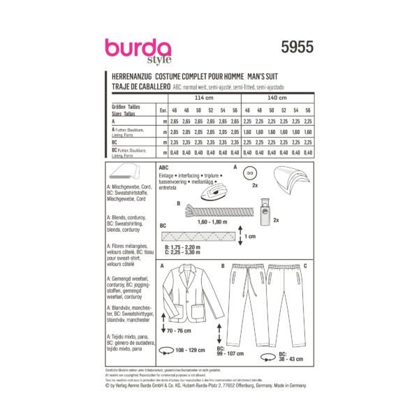 Burda Style Schnittmuster Nr. 5955 - Kombination - Anzug - Sakko - Schlupfhose – Bild 9