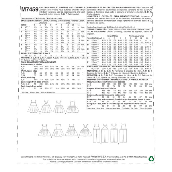McCalls Schnittmuster M7459 - Latzhose - Latzrock - Kind – Bild 8