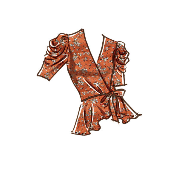 McCalls Schnittmuster M8146 - Schößchen-Wrap-Top mit Wasserfall-Ärmeln – Bild 5
