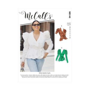 McCalls Schnittmuster M8146 - Schößchen-Wrap-Top mit Wasserfall-Ärmeln