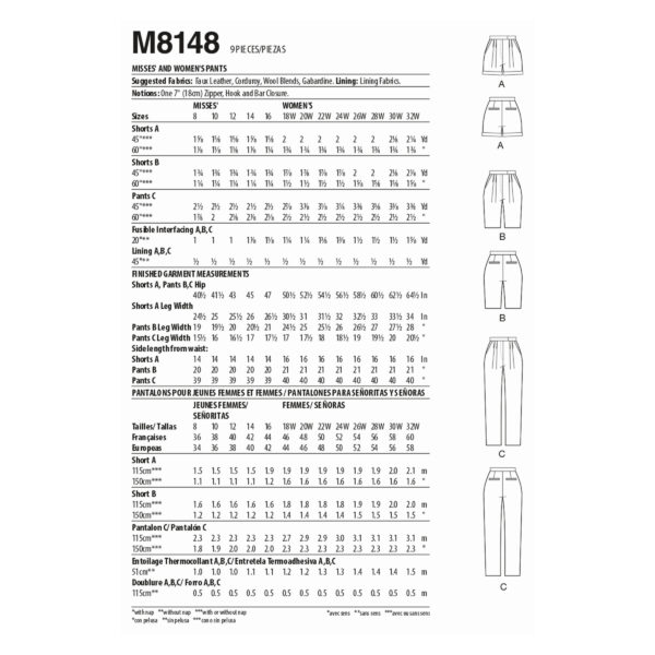 McCalls Schnittmuster M8148 - Bequeme Plissee-Hose - 3 Längen – Bild 7