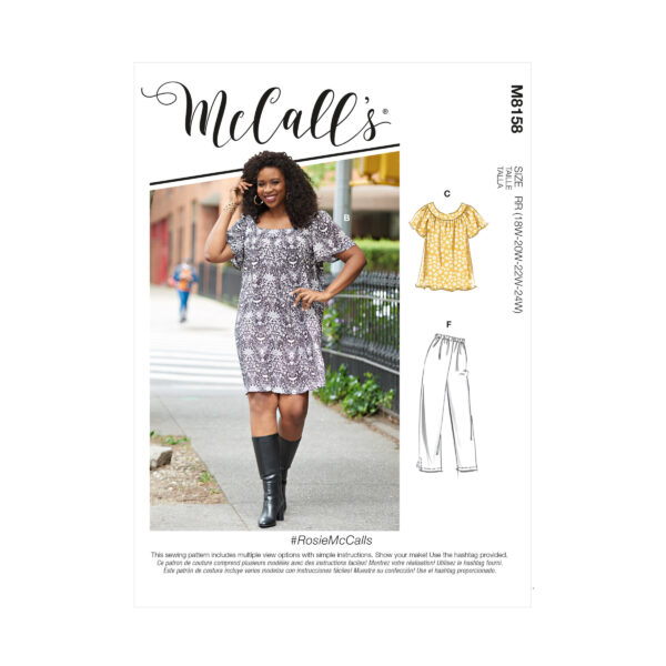 McCalls Schnittmuster M8158 - Kleid - Top - Shorts - Caprihose - Übergrößen