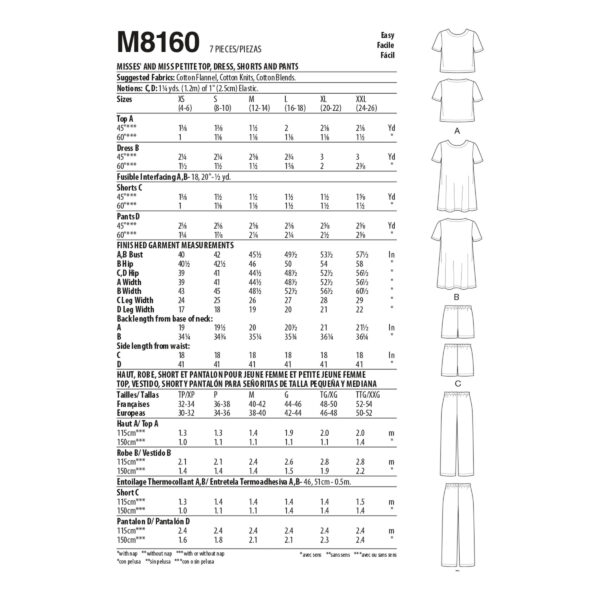 McCalls Schnittmuster M8160 - Kombination - Top - Kleid - Shorts - Hose – Bild 7