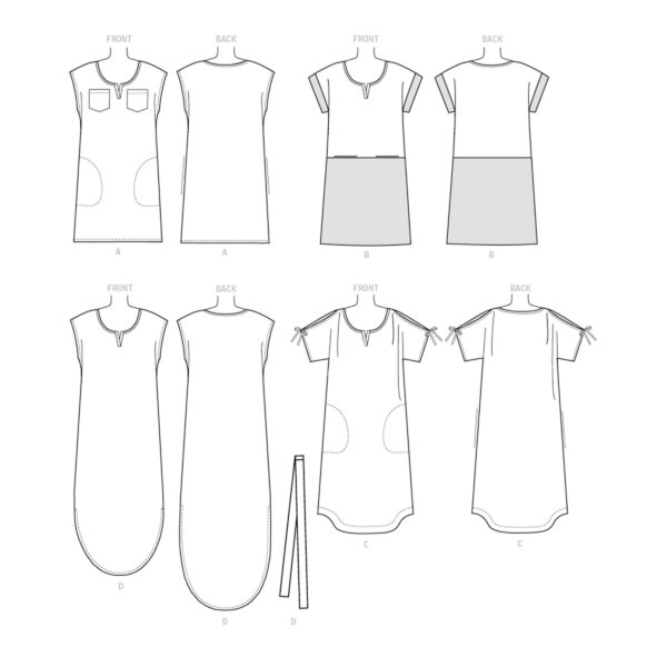 McCalls Schnittmuster M8164 - Kleid - Shirtkleider - Gürtel - Taschenvarianten – Bild 7