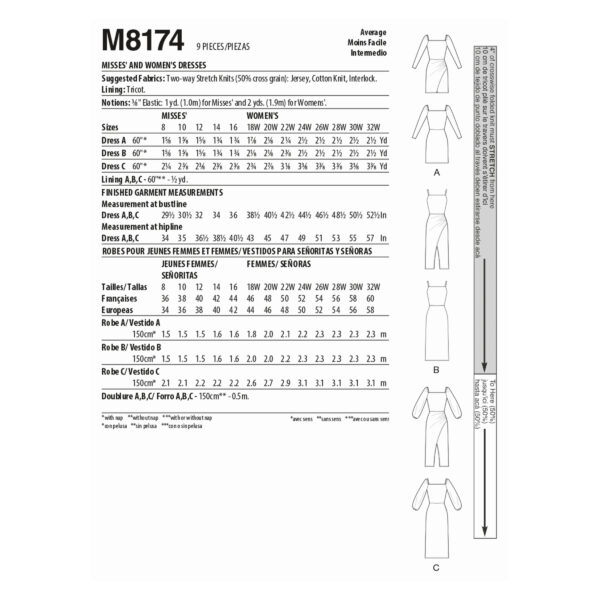 McCalls Schnittmuster M8174 - Kleid mit Gehschlitz - 3 Varianten – Bild 6