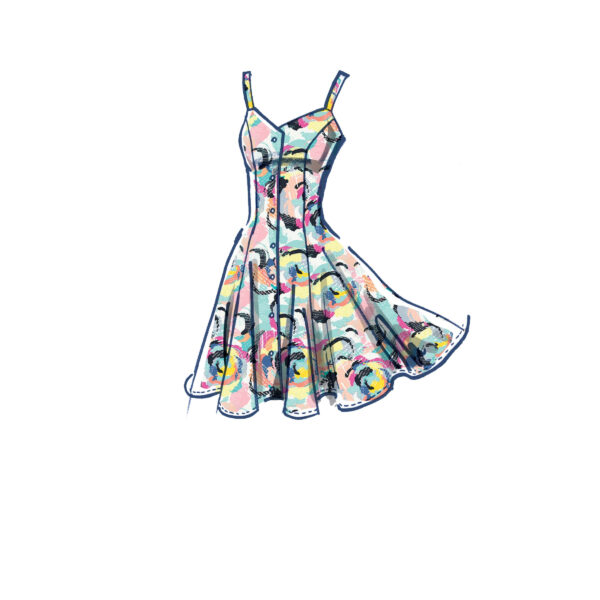 McCalls Schnittmuster M8177 - Luftiges Sommerkleid mit Knöpfen - 3 Varianten – Bild 3