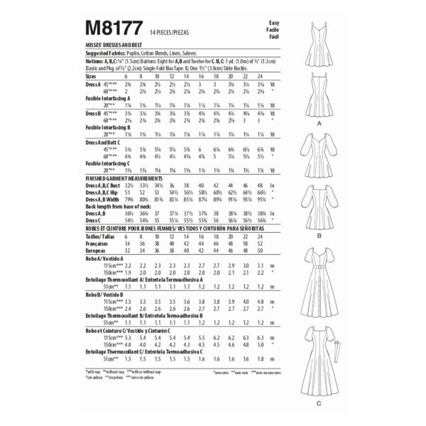 McCalls Schnittmuster M8177 - Luftiges Sommerkleid mit Knöpfen - 3 Varianten – Bild 5