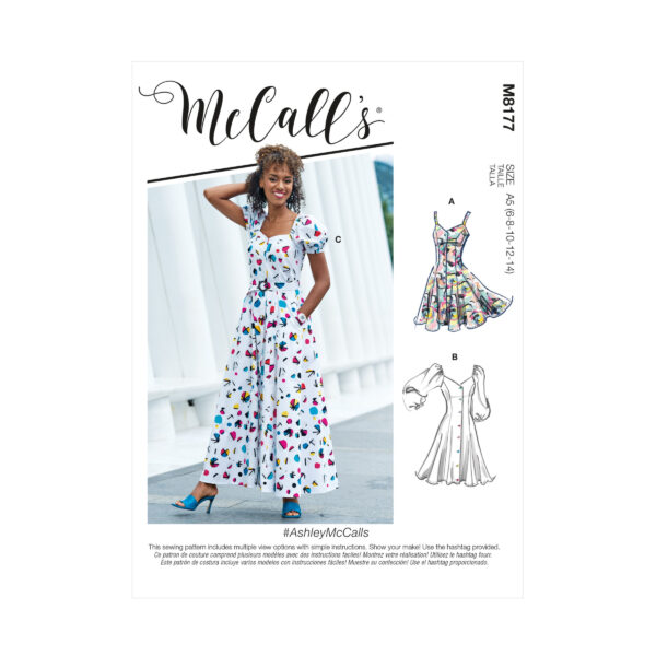 McCalls Schnittmuster M8177 - Luftiges Sommerkleid mit Knöpfen - 3 Varianten