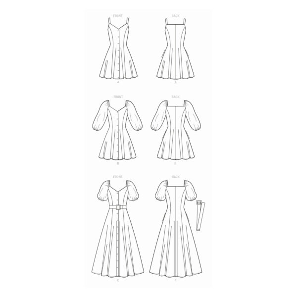 McCalls Schnittmuster M8177 - Luftiges Sommerkleid mit Knöpfen - 3 Varianten – Bild 6