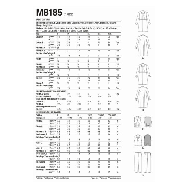 McCalls Schnittmuster M8185 - Frack, Weste und Hose - Steampunk - Viktorianisch – Bild 8