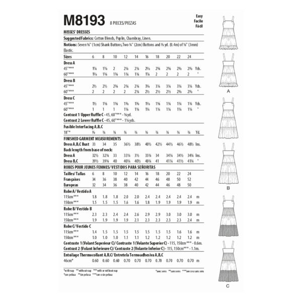McCalls Schnittmuster M8193 - Sommerl. Schürzenkleid, Trägerkleid - Varianten – Bild 8