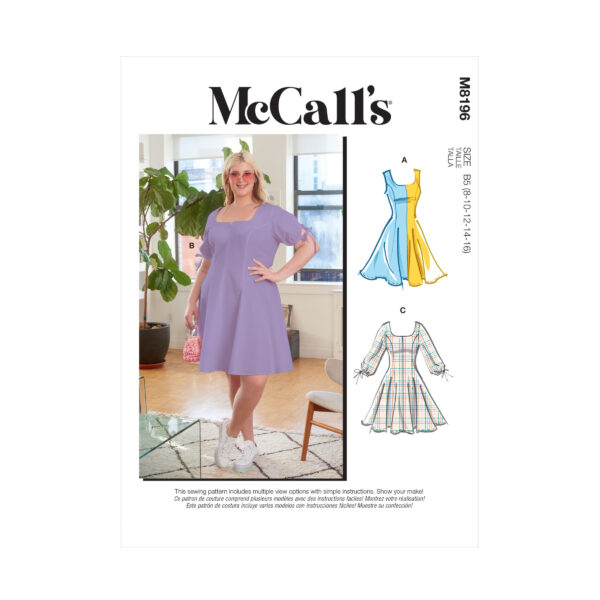 McCalls Schnittmuster M8196 - Fit & Flare Kleid - 3 Ärmelvarianten