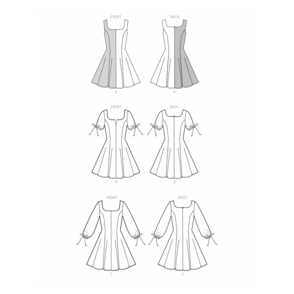 McCalls Schnittmuster M8196 - Fit & Flare Kleid - 3 Ärmelvarianten – Bild 8