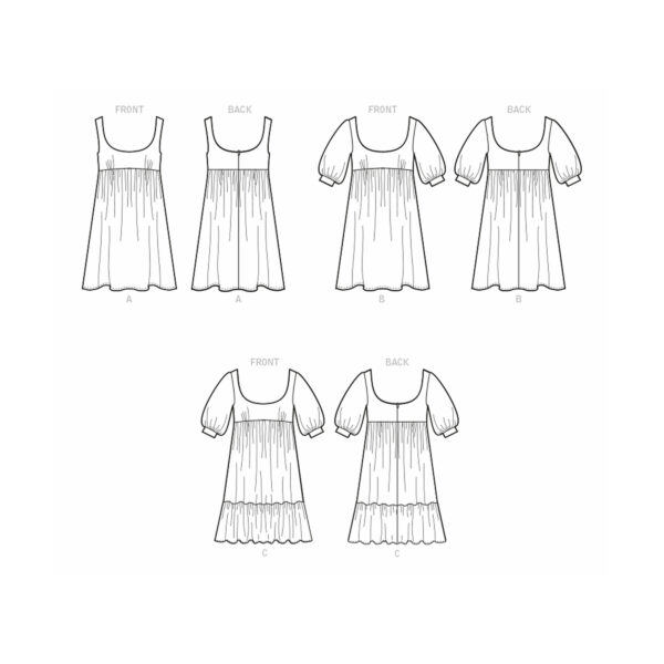 McCalls Schnittmuster M8197 - Babydoll Kleid - mit und ohne Ärmel – Bild 8