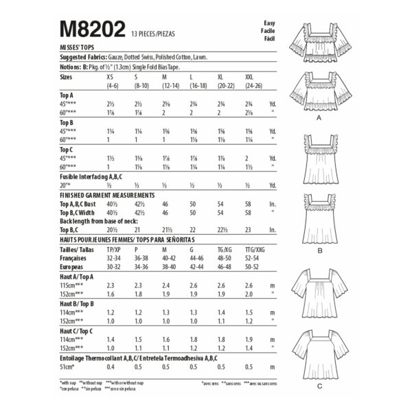 McCalls Schnittmuster M8202 - Bluse - Top - bauchfrei & hüftlang - 3 Variationen – Bild 7