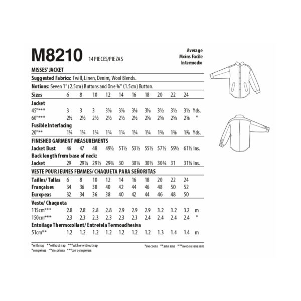 McCalls Schnittmuster M8210 - Jacke für Damen zum Knöpfen – Bild 4