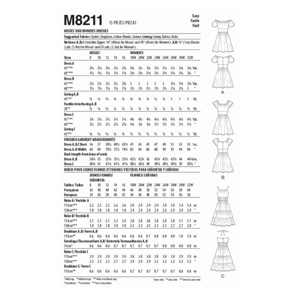 McCalls Schnittmuster M8211 - Kleid - geriehenes Damenkleid in 3 Varianten – Bild 7