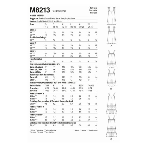 McCalls Schnittmuster M8213 - Sommerkleid mit Rüschensaum - 3 Varianten – Bild 7