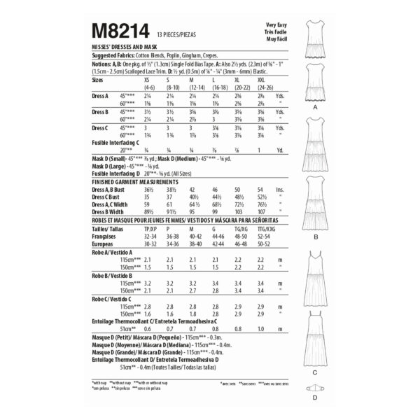 McCalls Schnittmuster M8214 - Sommerkleid mit Trägern oder Ärmeln - 3 Varianten – Bild 7