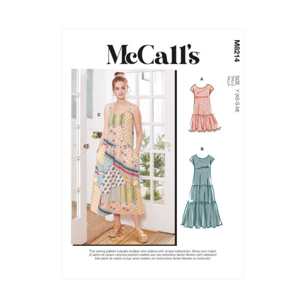McCalls Schnittmuster M8214 - Sommerkleid mit Trägern oder Ärmeln - 3 Varianten