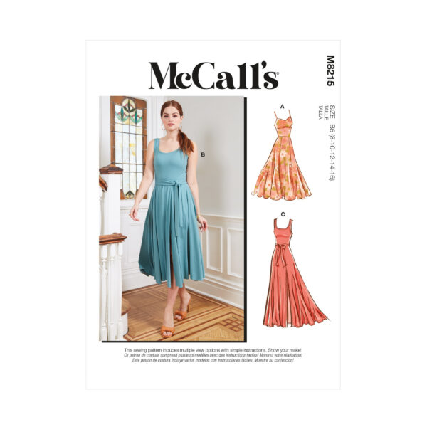 McCalls Schnittmuster M8215 - Fit & Flare Strickkleid mit Schärpe - 3 Varianten