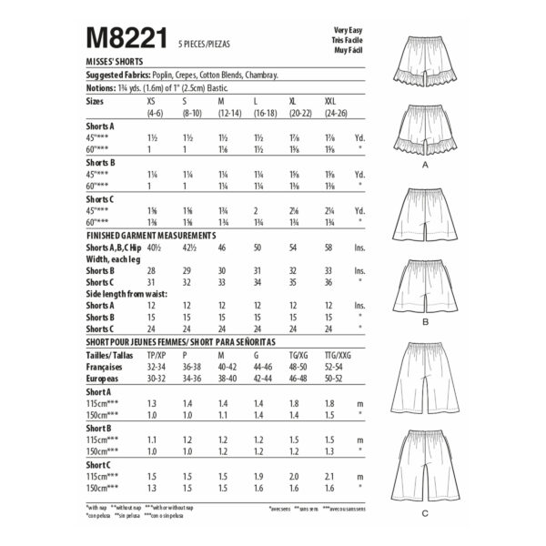 McCalls Schnittmuster M8221 - Taillenshorts - Hosenrock - Rüschen – Bild 7