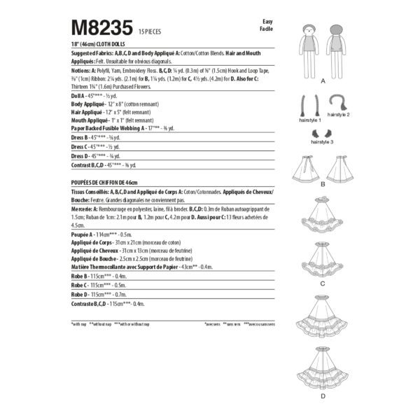 McCalls Schnittmuster M8235 - Puppen - mit Kleidern – Bild 7