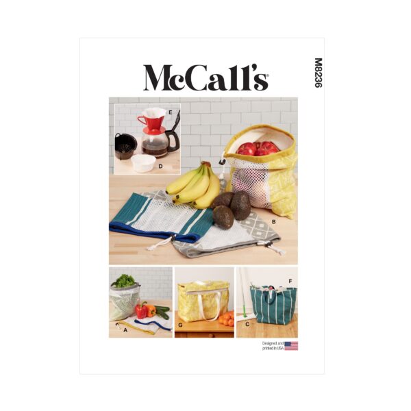 McCalls Schnittmuster M8236 - Taschen - Gemüsebeutel - Kaffeefilter - Mop Pad