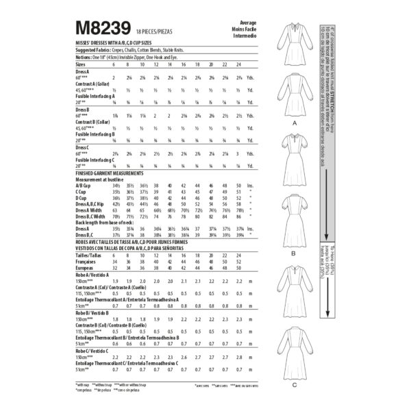 McCalls Schnittmuster M8239 - Kleid - Ausschnittschlitz - Kragen – Bild 7