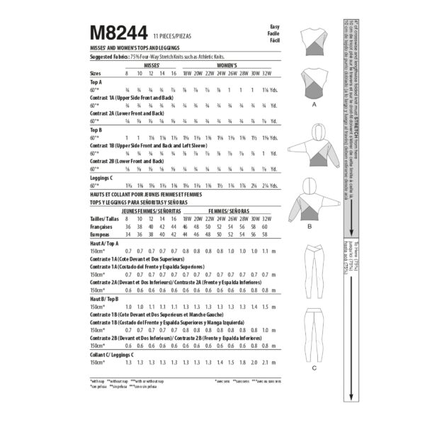McCalls Schnittmuster M8244 - Set aus Leggins und Shirt – Bild 6