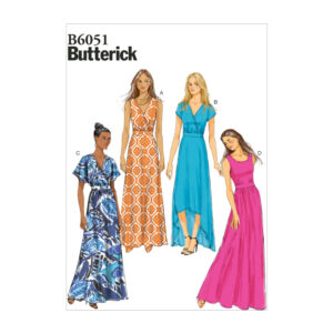 Butterick Schnittmuster - B6051 - langes Kleid mit Wickeloberteil